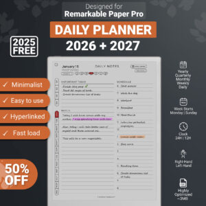 reMarkable Paper Pro Daily Planner 2026 & 2027 Showcase