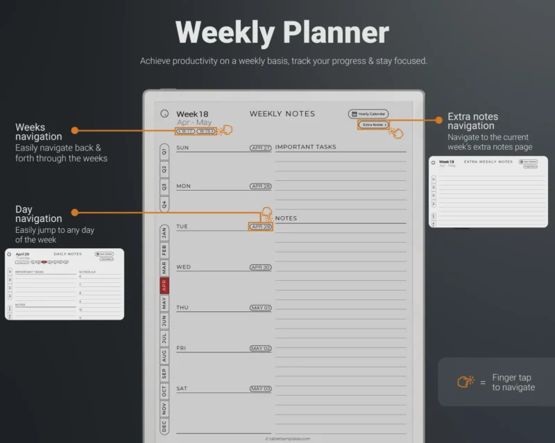 remarkable paper pro weekly calendar planner