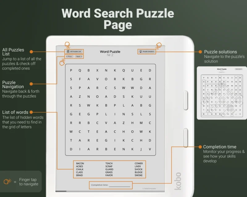 Word search puzzle page