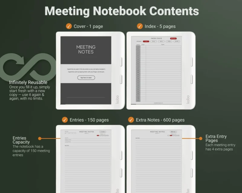 Kobo Meeting Notes / Notebook Template - by TabletTemplates
