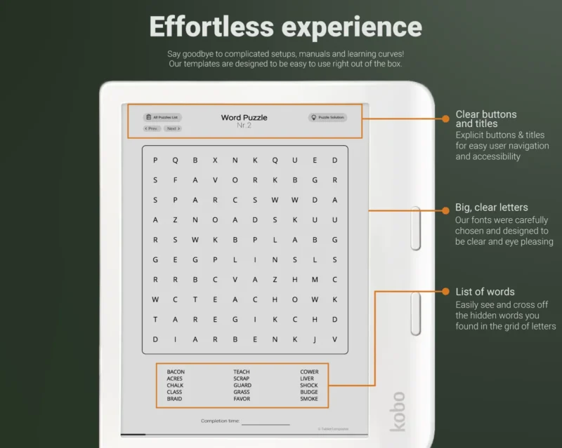 Best word search games experience on Kobo tablet