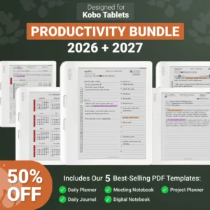 Kobo Templates 2026-2027 Daily Planner, Journal, Meeting Notes, Notebook, Project Planner