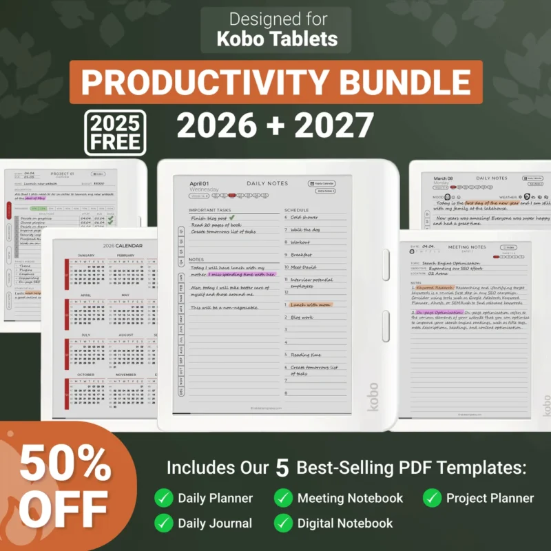 Kobo Templates Productivity Bundle 2026-2027