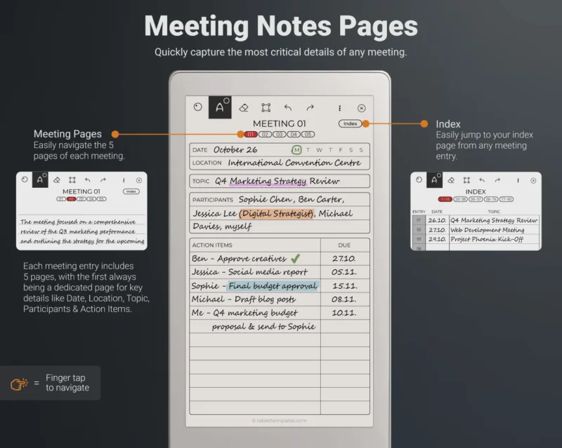 Best reMarkable Paper Pro Move Meeting Notes Template