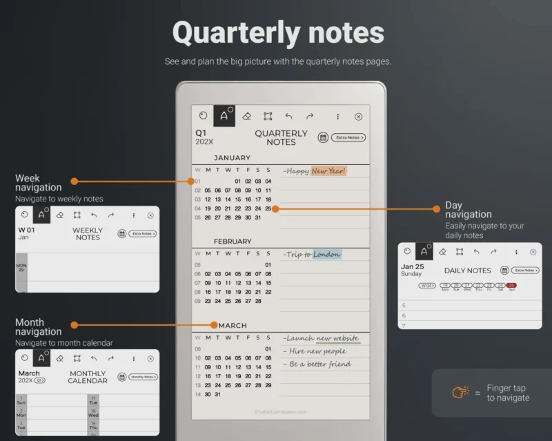 remarkable paper pro move quarterly planner calendar