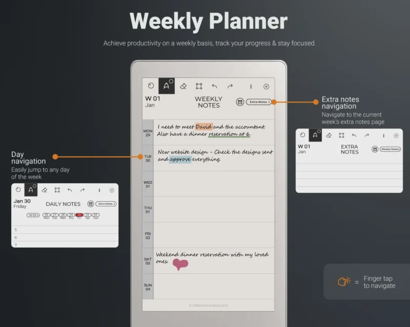 remarkable paper pro move weekly planner