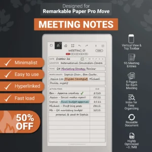 reMarkable Paper Pro Move Meeting Notes Notebook Minutes Template