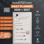 1.DailyPlanner-Main-Etsy&Website reMarkable Paper Pro Move Daily Planner 2026 & 2027 Showcase