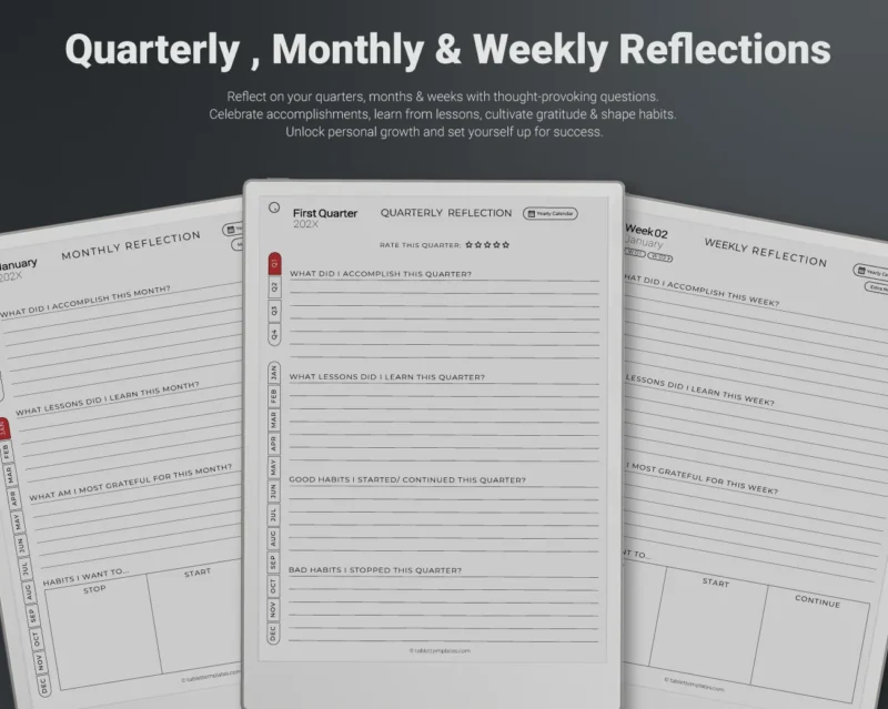 reMarkable Paper Pro Journal Template 2025, 2025, 2027 Reflections